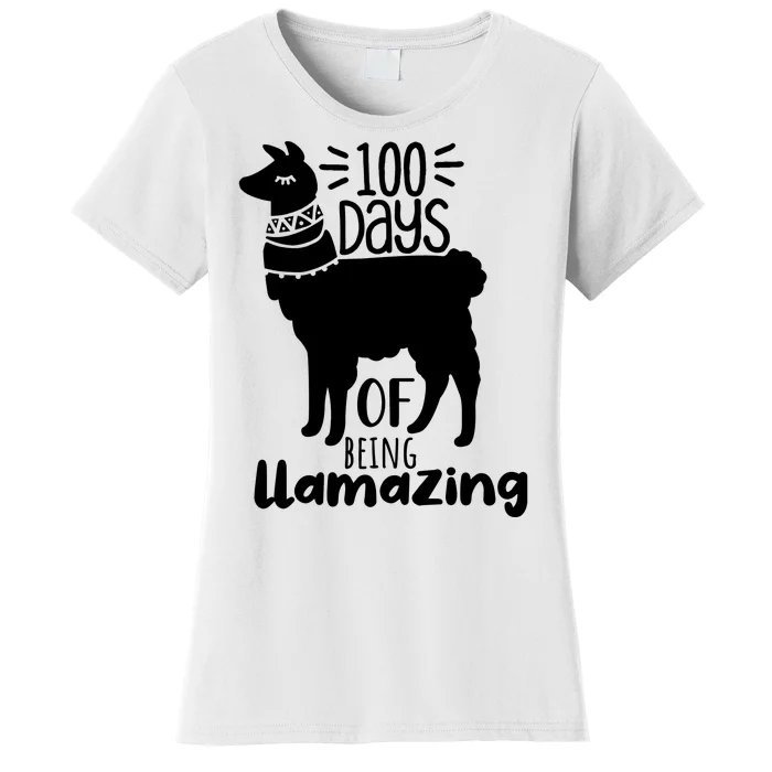 100 Days Of Being Llamazing 100 Days Of School Funny Llama Women's T-Shirt