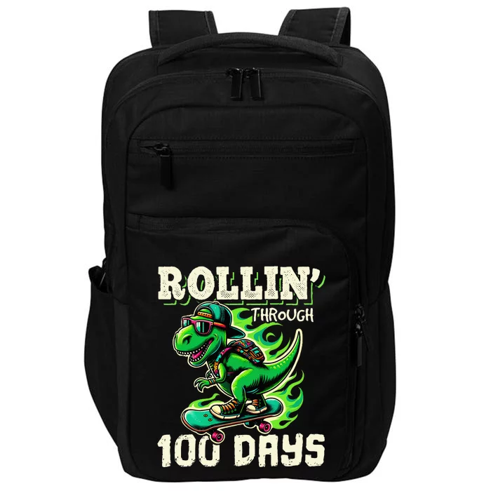 100 Days Of School Teacher 100th Day T Rex Outfit Impact Tech Backpack