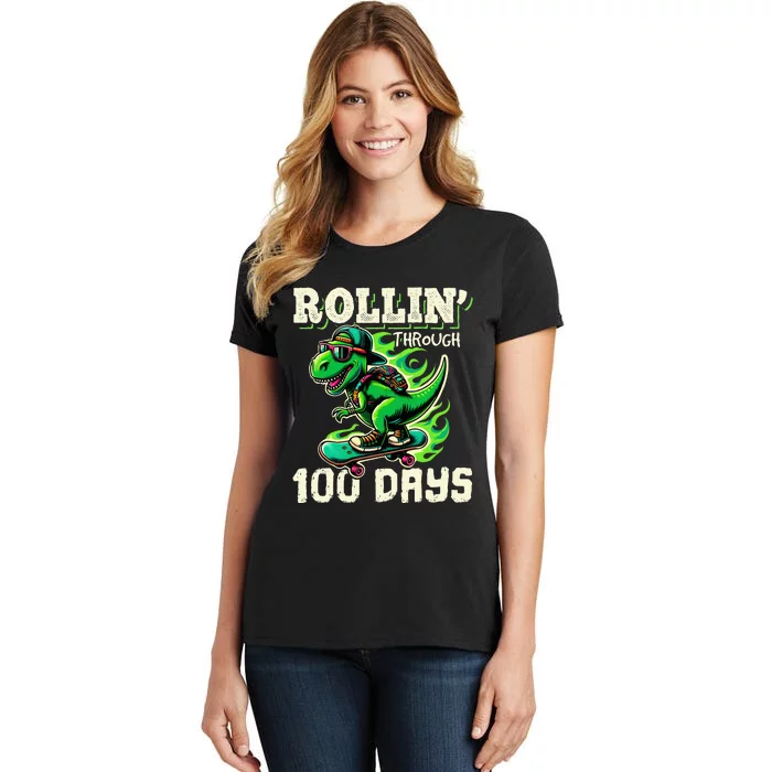 100 Days Of School Teacher 100th Day T Rex Outfit Women's T-Shirt