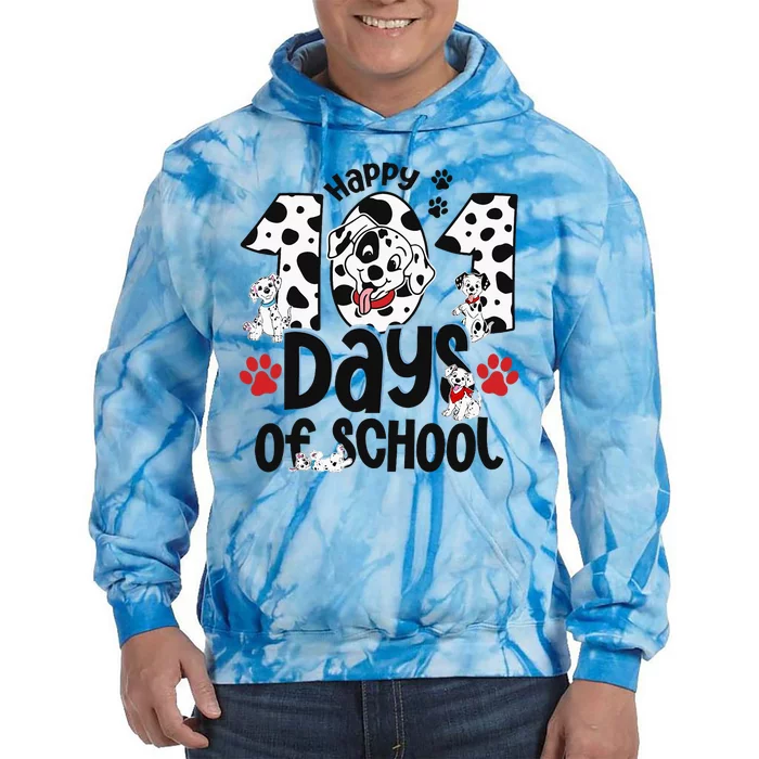 100 Days Of School Dalmatian Dog 100th Day Of School Tie Dye Hoodie