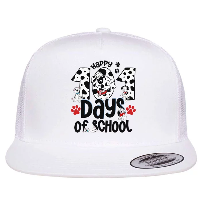 100 Days Of School Dalmatian Dog 100th Day Of School Flat Bill Trucker Hat