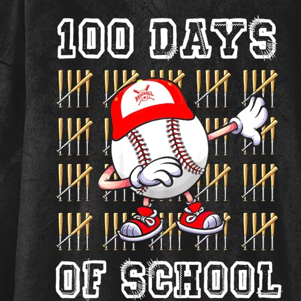 100 Days Of School 100th Day Baseball Teacher Hooded Wearable Blanket