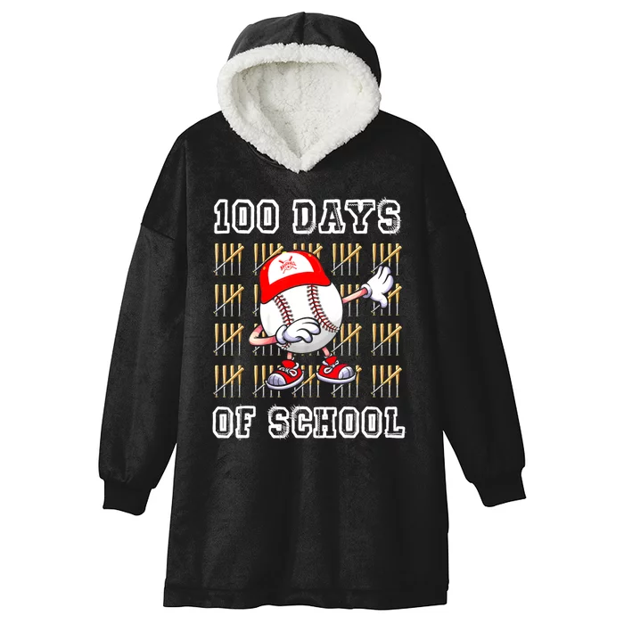 100 Days Of School 100th Day Baseball Teacher Hooded Wearable Blanket