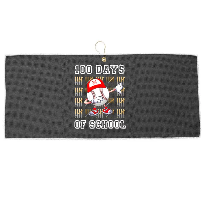 100 Days Of School 100th Day Baseball Teacher Large Microfiber Waffle Golf Towel