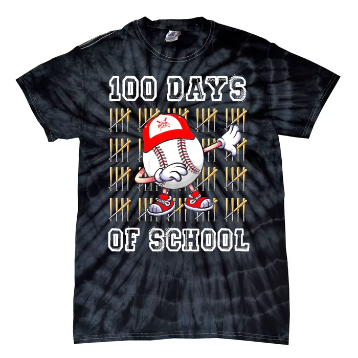 100 Days Of School 100th Day Baseball Teacher Tie-Dye T-Shirt