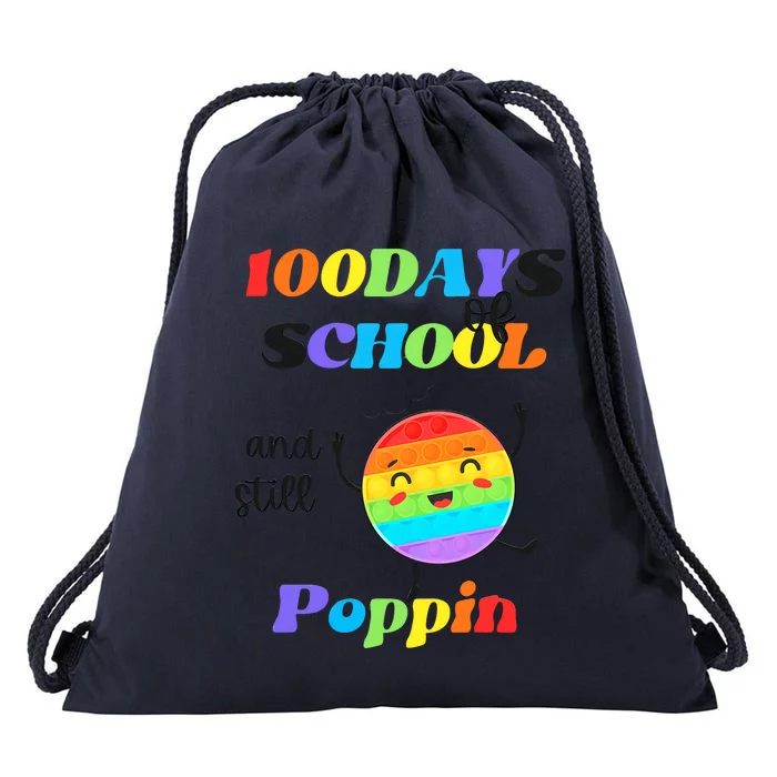 100 Days Of School And Still Poppin It Rainbow Pop Drawstring Bag