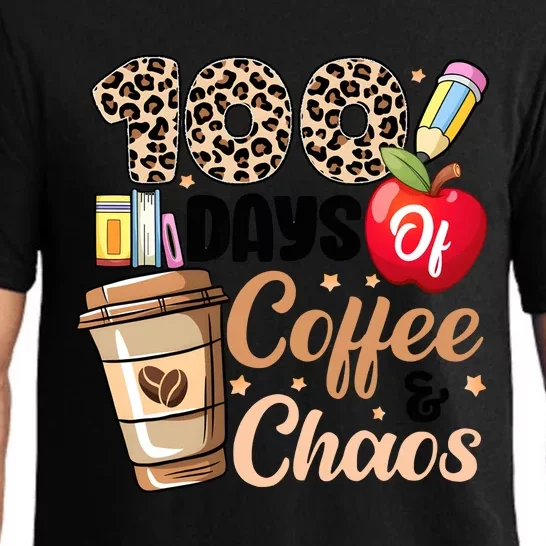 100 Days Of Coffee And Chaos Leopard Teacher Pajama Set