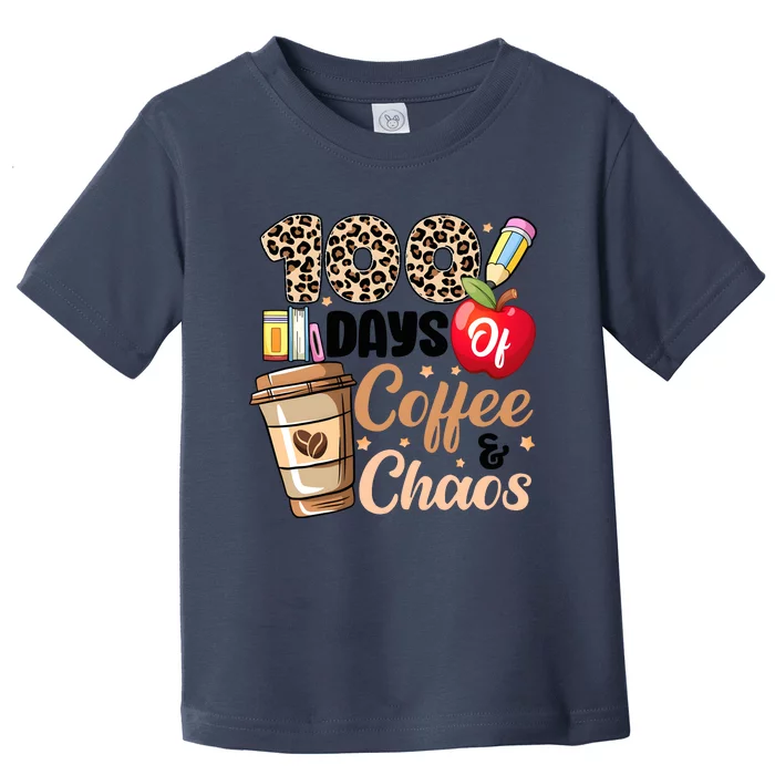 100 Days Of Coffee And Chaos Leopard Teacher Toddler T-Shirt