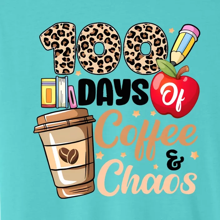 100 Days Of Coffee And Chaos Leopard Teacher ChromaSoft Performance T-Shirt