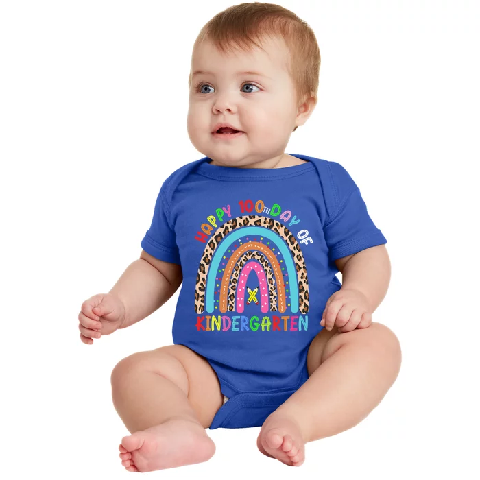 100th Day Of Kindergarten School Rainbow 100 Days Smarter Gift Baby Bodysuit