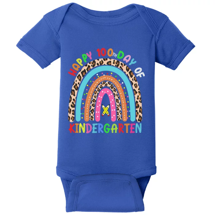 100th Day Of Kindergarten School Rainbow 100 Days Smarter Gift Baby Bodysuit