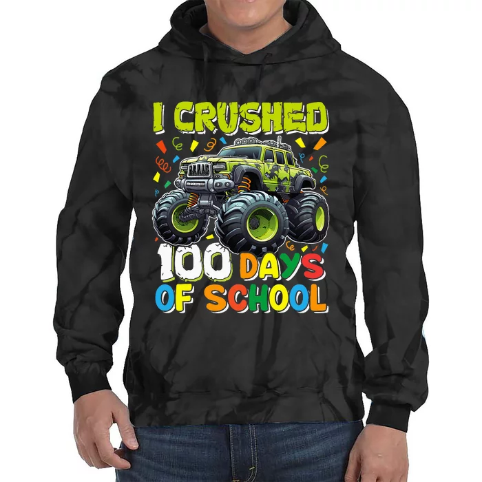 100 Days Of School Monster Truck 100th Day Of School Tie Dye Hoodie