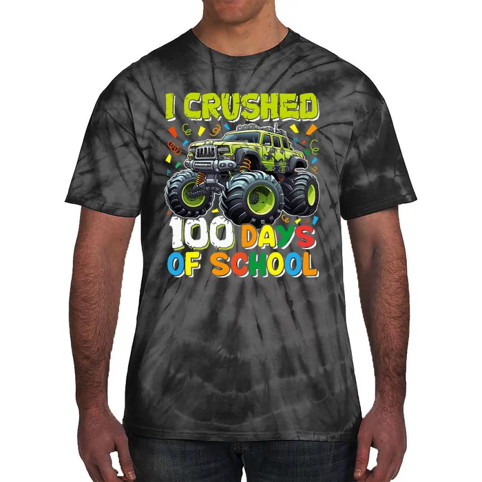 100 Days Of School Monster Truck 100th Day Of School Tie-Dye T-Shirt