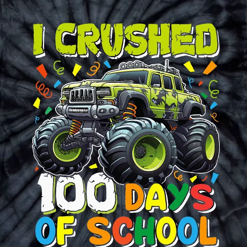 100 Days Of School Monster Truck 100th Day Of School Tie-Dye T-Shirt