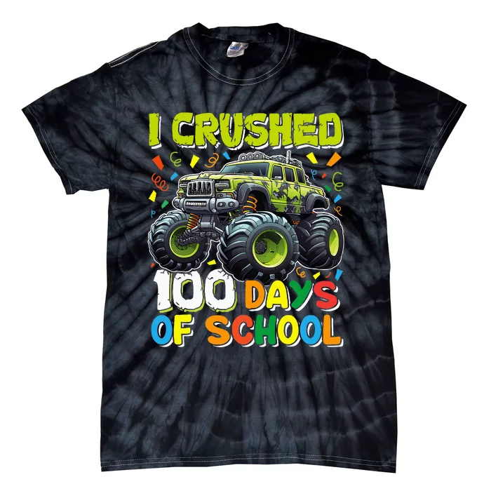 100 Days Of School Monster Truck 100th Day Of School Tie-Dye T-Shirt