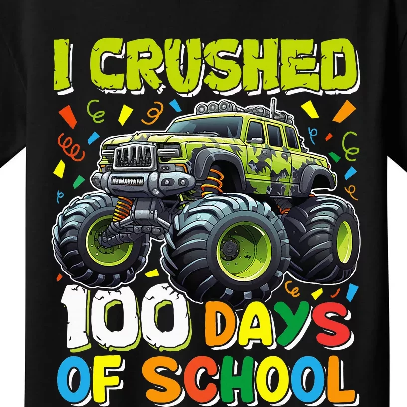 100 Days Of School Monster Truck 100th Day Of School Kids T-Shirt