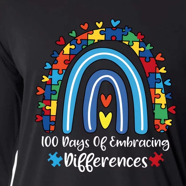 100 Days Of Embracing Differences Special Education Teacher Cooling Performance Long Sleeve Crew