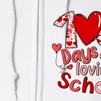 100 Days Of Loving School Groovy Cute Teacher Valentine Full Zip Hoodie