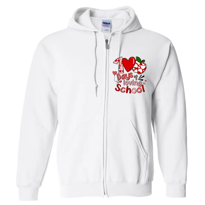 100 Days Of Loving School Groovy Cute Teacher Valentine Full Zip Hoodie