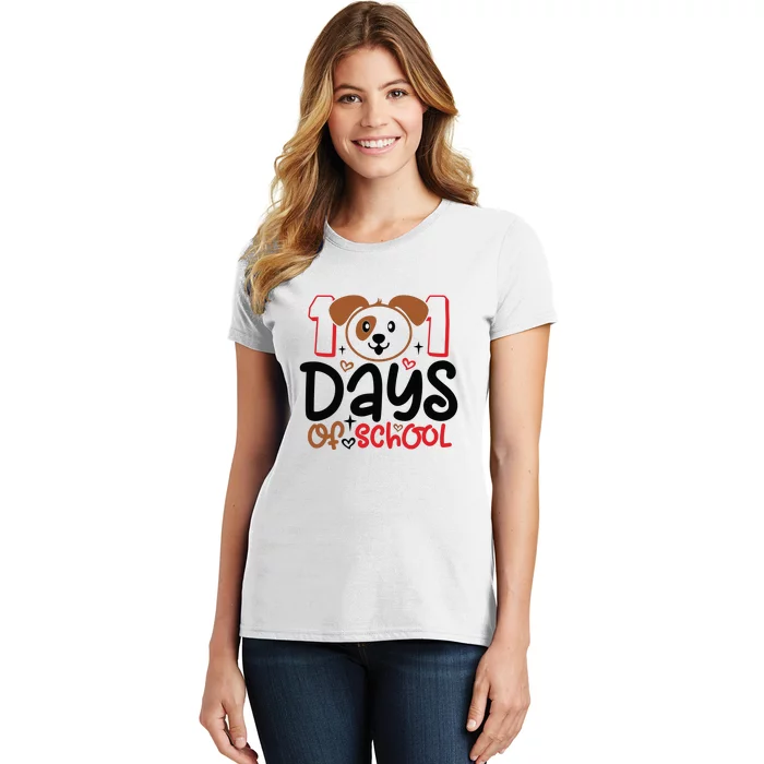 101 Days Of School Dalmatian Dog Teachers Gift Women's T-Shirt