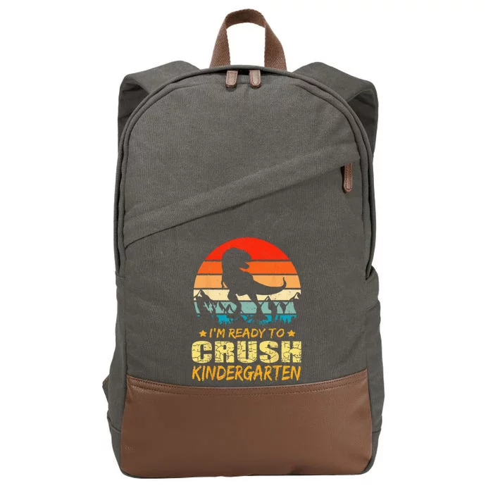 1st Day Of Kindergarten Im Ready To Crush Dinosaur Boy Cotton Canvas Backpack