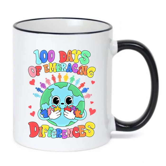 100 Days Of Embracing Differences Autism Awareness Teacher Funny Gift Black Color Changing Mug