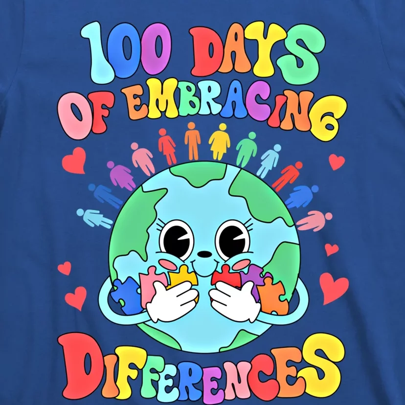 100 Days Of Embracing Differences Autism Awareness Teacher Funny Gift T-Shirt