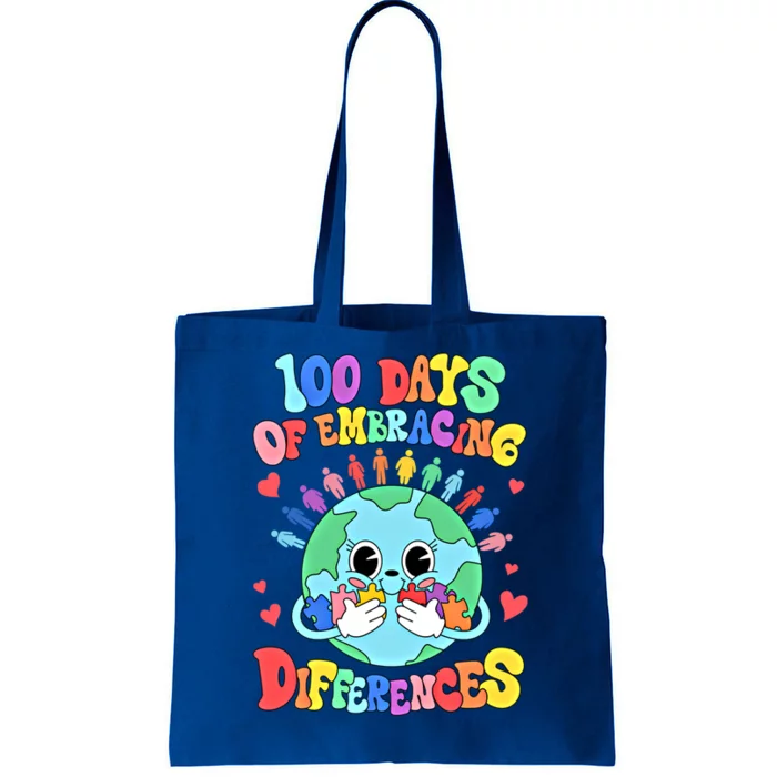 100 Days Of Embracing Differences Autism Awareness Teacher Funny Gift Tote Bag