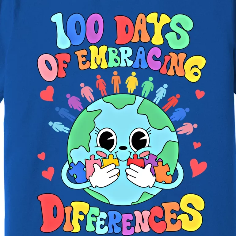 100 Days Of Embracing Differences Autism Awareness Teacher Funny Gift Premium T-Shirt