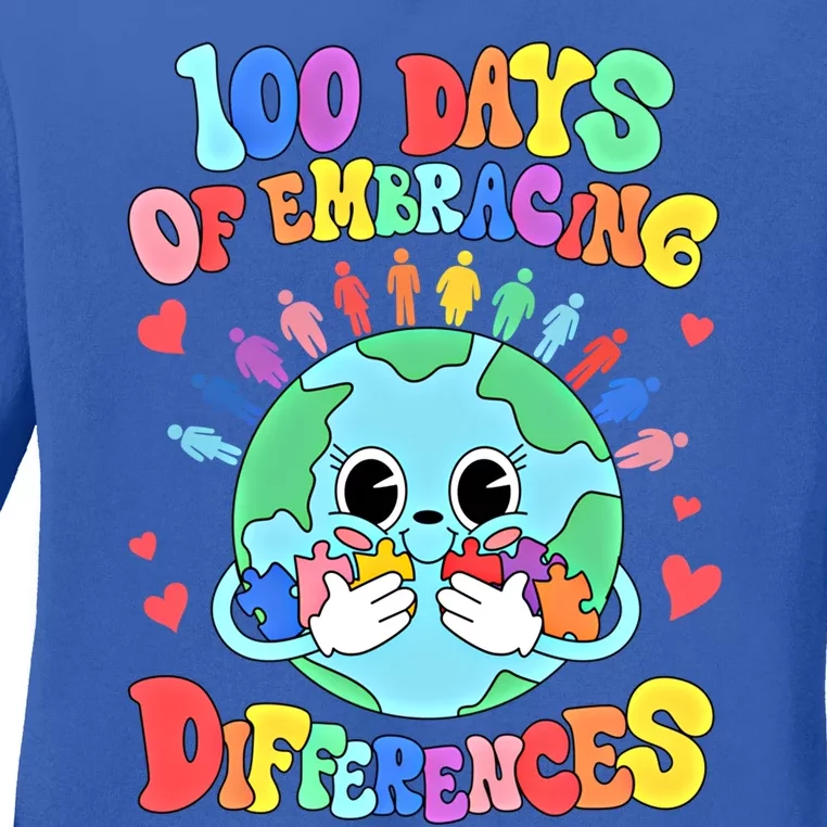 100 Days Of Embracing Differences Autism Awareness Teacher Funny Gift Ladies Long Sleeve Shirt