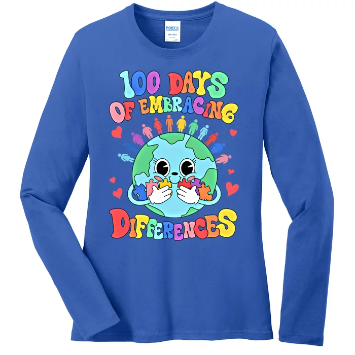 100 Days Of Embracing Differences Autism Awareness Teacher Funny Gift Ladies Long Sleeve Shirt