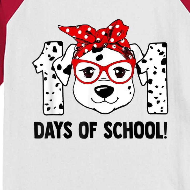 101 Days Of School Dalmatian Dog Teachers Kids Gift Kids Colorblock Raglan Jersey