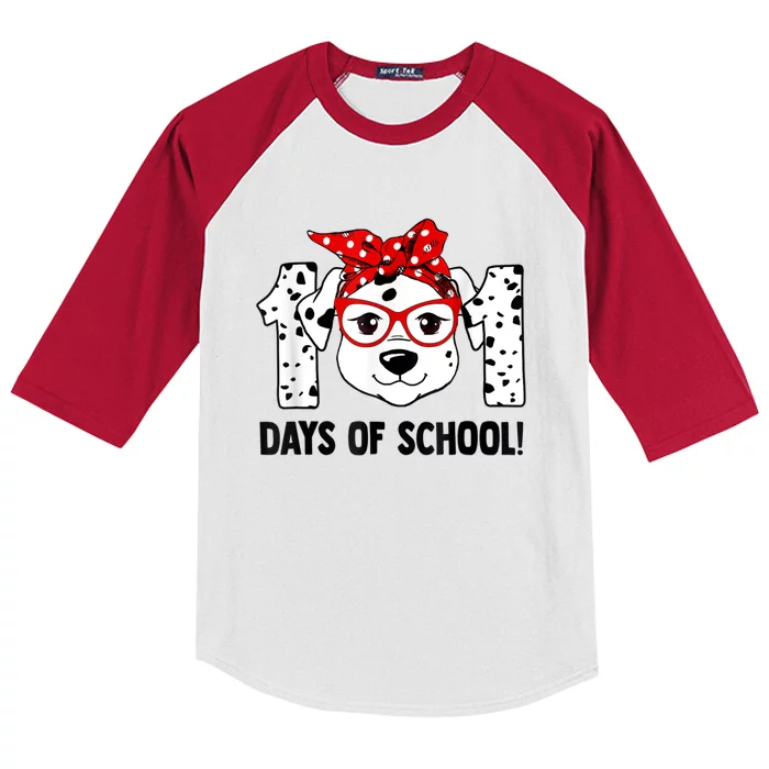 101 Days Of School Dalmatian Dog Teachers Kids Gift Kids Colorblock Raglan Jersey