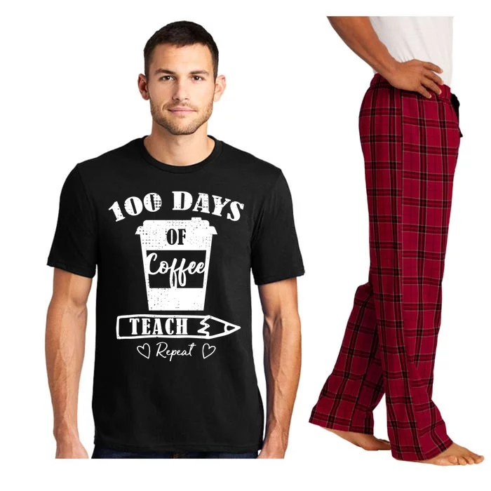 100 Days Of Coffee Teach Repeat 100th Day Of School Teacher Gift Pajama Set