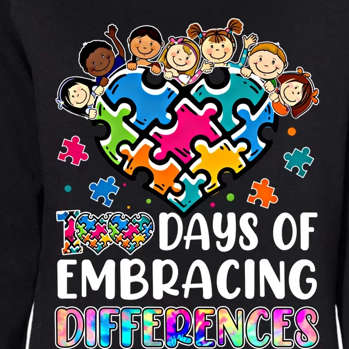 100 Days Of School Embracing Differences Autism Support Cool Gift Womens California Wash Sweatshirt