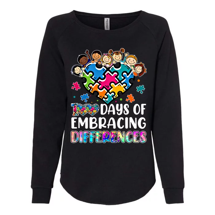 100 Days Of School Embracing Differences Autism Support Cool Gift Womens California Wash Sweatshirt