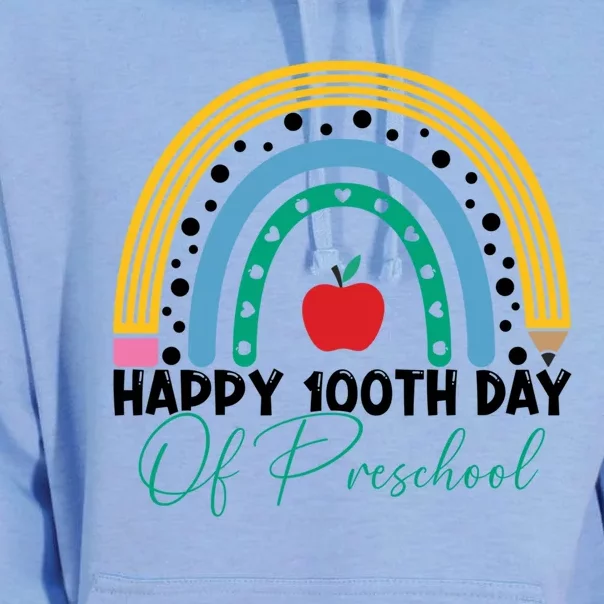 100Th Day Of Preschool Teacher Rainbow Preschool Teacher Meaningful Gift Unisex Surf Hoodie