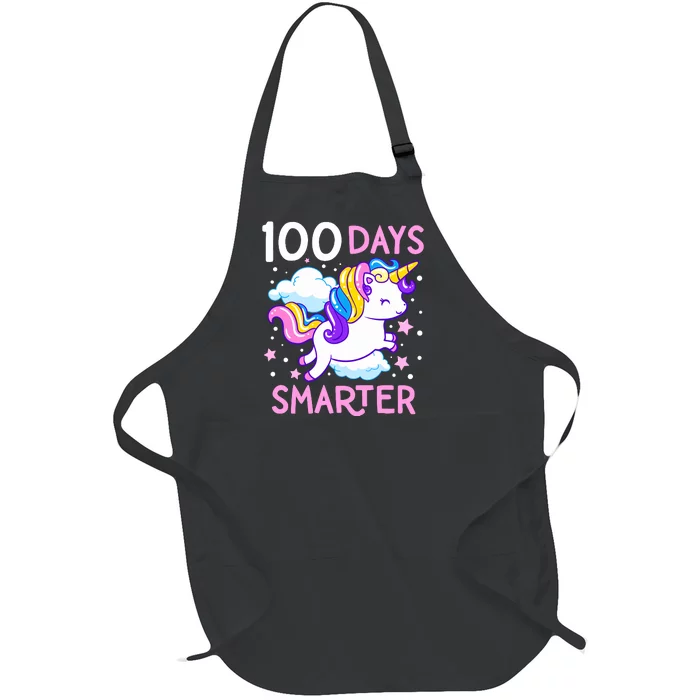 100th Day of School Unicorn 100 Days Smarter Kindergarten Full-Length Apron With Pocket