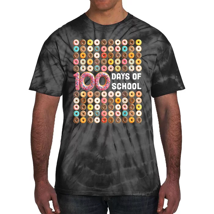 100th Day Of School Teacher 100 Days Donuts Donut Tie-Dye T-Shirt