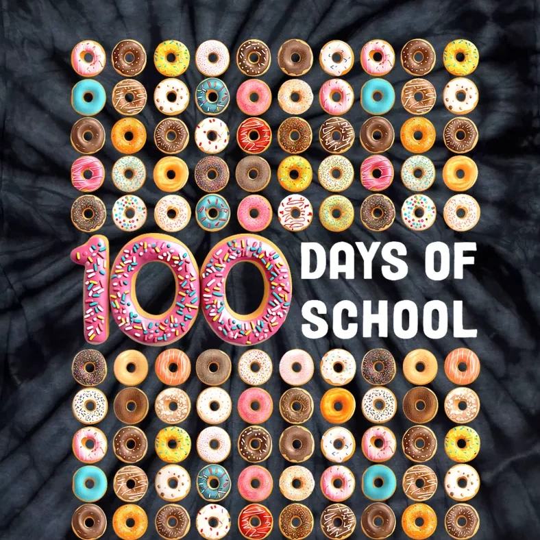 100th Day Of School Teacher 100 Days Donuts Donut Tie-Dye T-Shirt