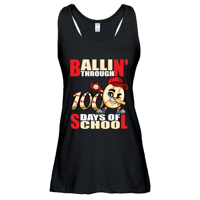 100 days of school baseball boy 100th day Ladies Essential Flowy Tank