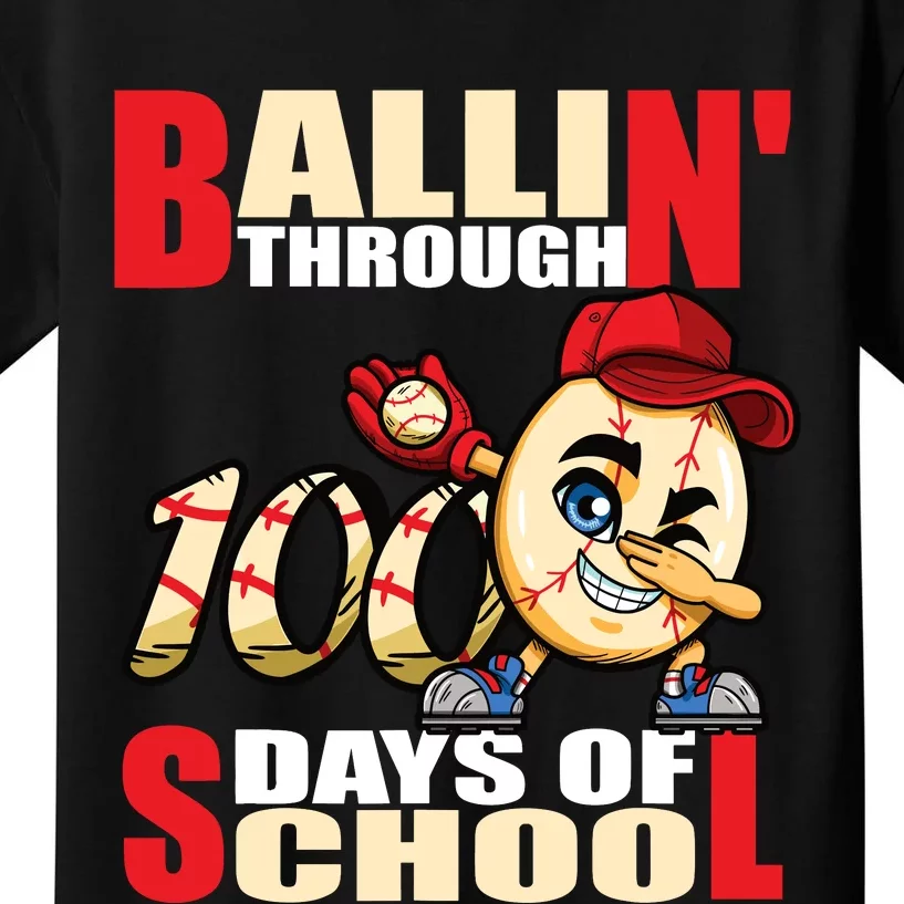 100 days of school baseball boy 100th day Kids T-Shirt