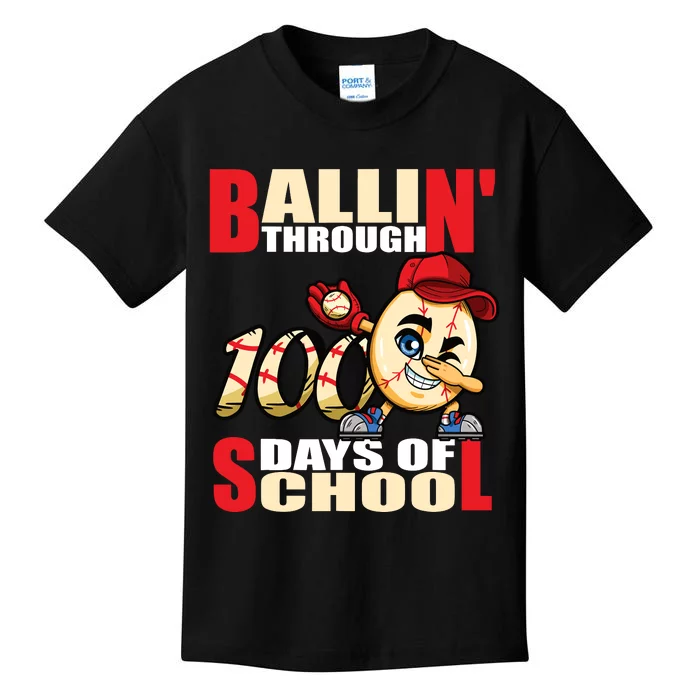 100 days of school baseball boy 100th day Kids T-Shirt