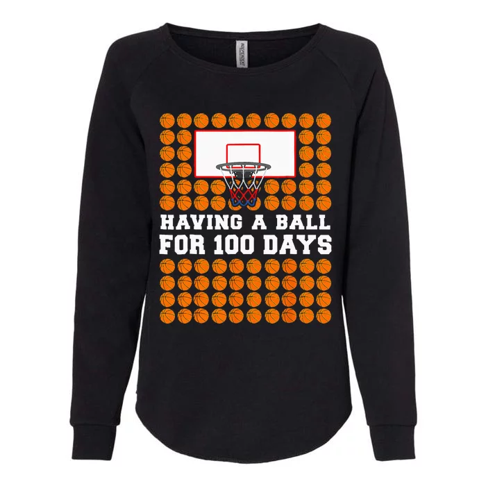 100 Days Of School Basketball 100th Day Balls Womens California Wash Sweatshirt