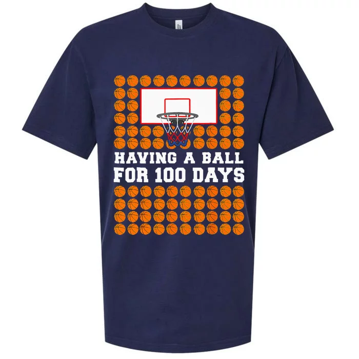 100 Days Of School Basketball 100th Day Balls Sueded Cloud Jersey T-Shirt