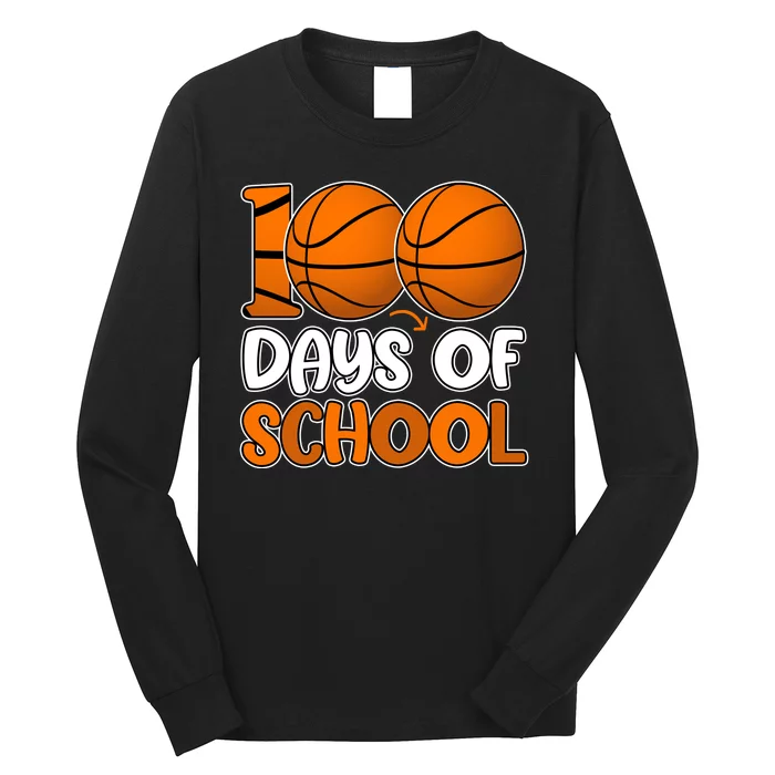 100 Days Of School Basketball Fan Cute Long Sleeve Shirt