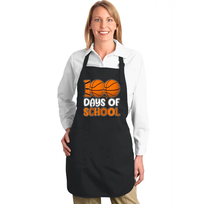 100 Days Of School Basketball Fan Cute Full-Length Apron With Pocket