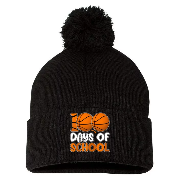 100 Days Of School Basketball Fan Cute Pom Pom 12in Knit Beanie