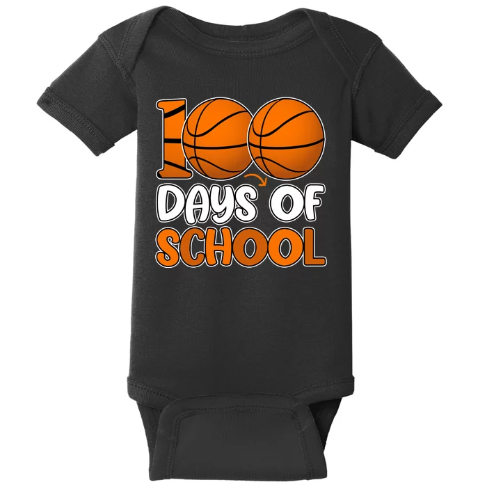 100 Days Of School Basketball Fan Cute Baby Bodysuit