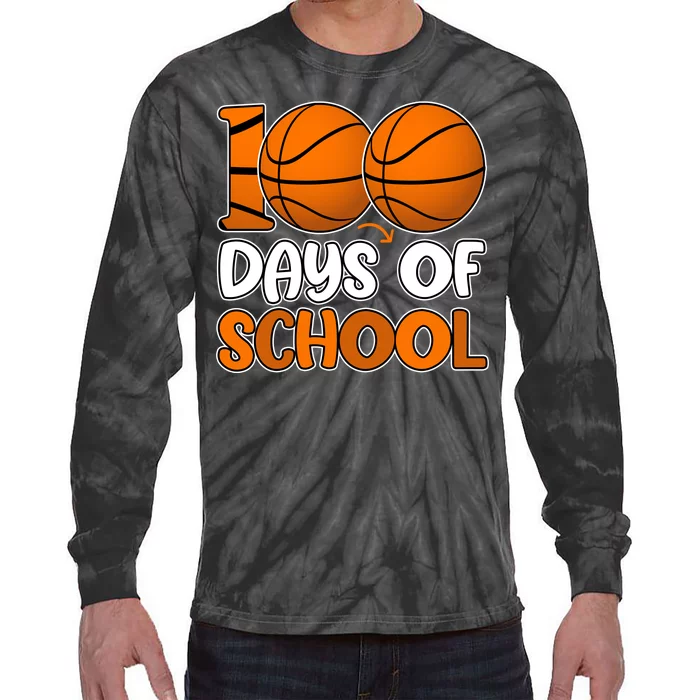 100 Days Of School Basketball Fan Cute Tie-Dye Long Sleeve Shirt